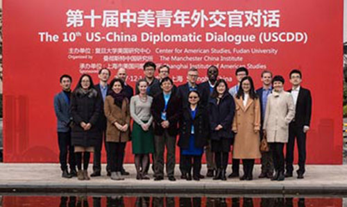 Group photo at the 10th US-China Diplomatic Dialogue outside Shanghai