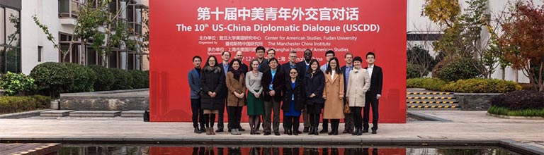 Group photo at the 10th US-China Diplomatic Dialogue outside Shanghai